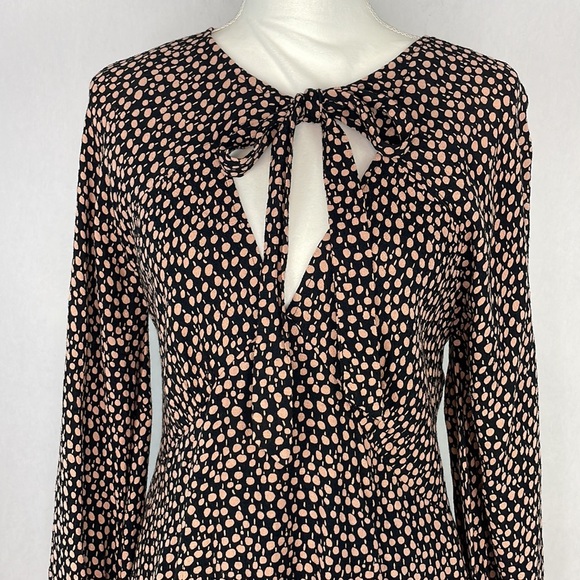 Free People Black with Pink Dots Long Sleeve Mini Dress. Size Small. - Picture 2 of 12